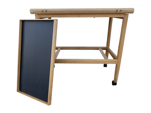 Børge Mogensen Rullebord i Bøg – Funktionelt 1960’er Design med Vendbar Sort/Hvid Bakke - Billede 2